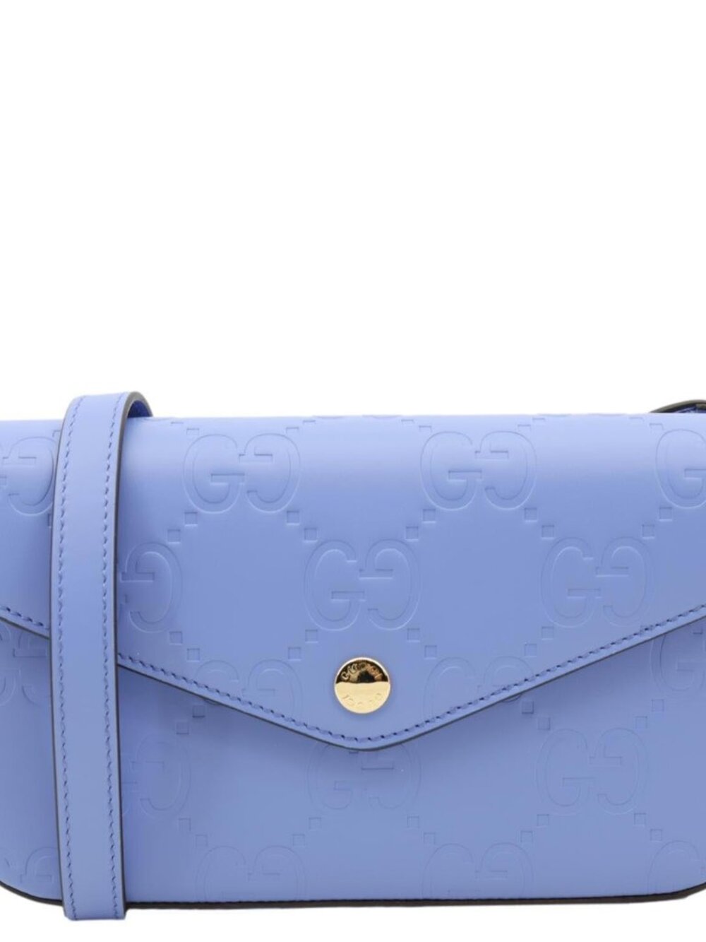Gucci  Super Mini GG Embossed Leather Shoulder Bag Blue 772794